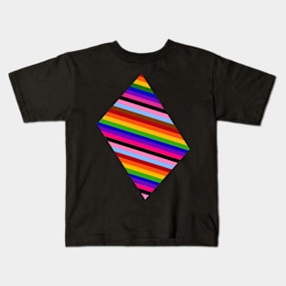 Diamond stripes rainbow (black) Kids T-Shirt